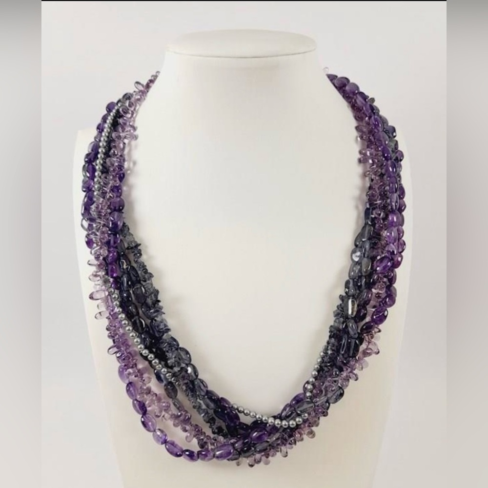 Iolite/Amethyst Multi-strand Necklace